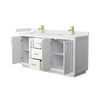 Custom image for White with Brushed Gold Trim / White Cultured Marble / No Mirror