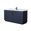 Custom image for Dark Blue with Matte Black Trim / White Carrara Marble / No Mirror