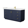 Custom image for Dark Blue with Brushed Gold Trim / Carrara Cultured Marble / No Mirror