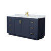 Custom image for Dark Blue with Brushed Gold Trim / White Carrara Marble / No Mirror