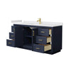 Custom image for Dark Blue with Brushed Gold Trim / White Cultured Marble / No Mirror