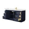 Custom image for Dark Blue with Brushed Gold Trim / White Quartz / No Mirror