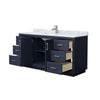 Custom image for Dark Blue with Brushed Nickel Trim / White Carrara Marble / No Mirror
