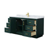 Custom image for Green with Brushed Gold Trim / White Carrara Marble / No Mirror
