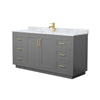 Custom image for Dark Gray with Brushed Gold Trim / White Carrara Marble / No Mirror