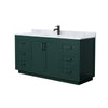 Custom image for Green with Matte Black Trim / White Carrara Marble / No Mirror