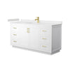 Custom image for White with Brushed Gold Trim / Carrara Cultured Marble / No Mirror