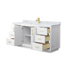Custom image for White with Brushed Gold Trim / White Carrara Marble / No Mirror