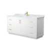 Custom image for White with Brushed Gold Trim / White Carrara Marble / No Mirror