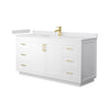 Custom image for White with Brushed Gold Trim / White Cultured Marble / No Mirror