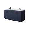 Custom image for Dark Blue with Matte Black Trim / White Carrara Marble / No Mirror