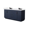 Custom image for Dark Blue with Matte Black Trim / White Cultured Marble / No Mirror