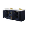 Custom image for Dark Blue with Brushed Gold Trim / Carrara Cultured Marble / No Mirror