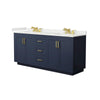 Custom image for Dark Blue with Brushed Gold Trim / White Quartz / No Mirror