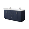 Custom image for Dark Blue with Brushed Nickel Trim / Carrara Cultured Marble / No Mirror