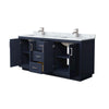 Custom image for Dark Blue with Brushed Nickel Trim / White Carrara Marble / No Mirror