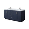 Custom image for Dark Blue with Brushed Nickel Trim / White Carrara Marble / No Mirror