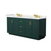 Custom image for Green with Brushed Gold Trim / Carrara Cultured Marble / No Mirror