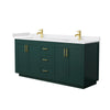 Custom image for Green with Brushed Gold Trim / White Cultured Marble / No Mirror