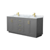 Custom image for Dark Gray with Brushed Gold Trim / White Carrara Marble / No Mirror