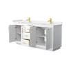 Custom image for White with Brushed Gold Trim / Carrara Cultured Marble / No Mirror