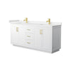 Custom image for White with Brushed Gold Trim / Carrara Cultured Marble / No Mirror