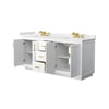 Custom image for White with Brushed Gold Trim / Carrara Cultured Marble / No Mirror