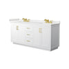 Custom image for White with Brushed Gold Trim / Carrara Cultured Marble / No Mirror