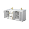 Custom image for White with Brushed Gold Trim / White Carrara Marble / No Mirror