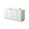 Custom image for White with Brushed Gold Trim / White Carrara Marble / No Mirror