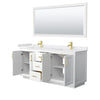 Custom image for White with Brushed Gold Trim / White Cultured Marble / 70