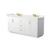Custom image for White with Brushed Gold Trim / White Cultured Marble / No Mirror