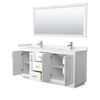 Custom image for White with Brushed Nickel Trim / Carrara Cultured Marble / 70