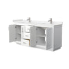 Custom image for White with Brushed Nickel Trim / Carrara Cultured Marble / No Mirror
