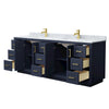 Custom image for Dark Blue with Brushed Gold Trim / White Carrara Marble / No Mirror
