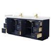 Custom image for Dark Blue with Brushed Gold Trim / White Cultured Marble / No Mirror