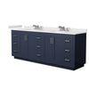 Custom image for Dark Blue with Brushed Nickel Trim / White Cultured Marble / No Mirror