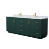Custom image for Green with Brushed Gold Trim / White Carrara Marble / No Mirror