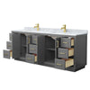 Custom image for Dark Gray with Brushed Gold Trim / White Carrara Marble / No Mirror
