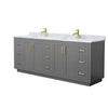 Custom image for Dark Gray with Brushed Gold Trim / White Carrara Marble / No Mirror
