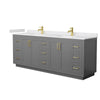 Custom image for Dark Gray with Brushed Gold Trim / White Cultured Marble / No Mirror
