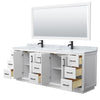 Custom image for White with Matte Black Trim / White Carrara Marble / 70