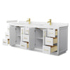Custom image for White with Brushed Gold Trim / Carrara Cultured Marble / No Mirror