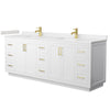 Custom image for White with Brushed Gold Trim / Carrara Cultured Marble / No Mirror