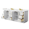 Custom image for White with Brushed Gold Trim / Carrara Cultured Marble / No Mirror
