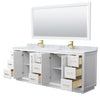 Custom image for White with Brushed Gold Trim / White Carrara Marble / 70