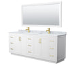 Custom image for White with Brushed Gold Trim / White Carrara Marble / 70