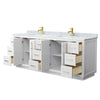 Custom image for White with Brushed Gold Trim / White Carrara Marble / No Mirror