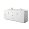Custom image for White with Brushed Gold Trim / White Carrara Marble / No Mirror