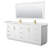 Custom image for White with Brushed Gold Trim / White Cultured Marble / 70